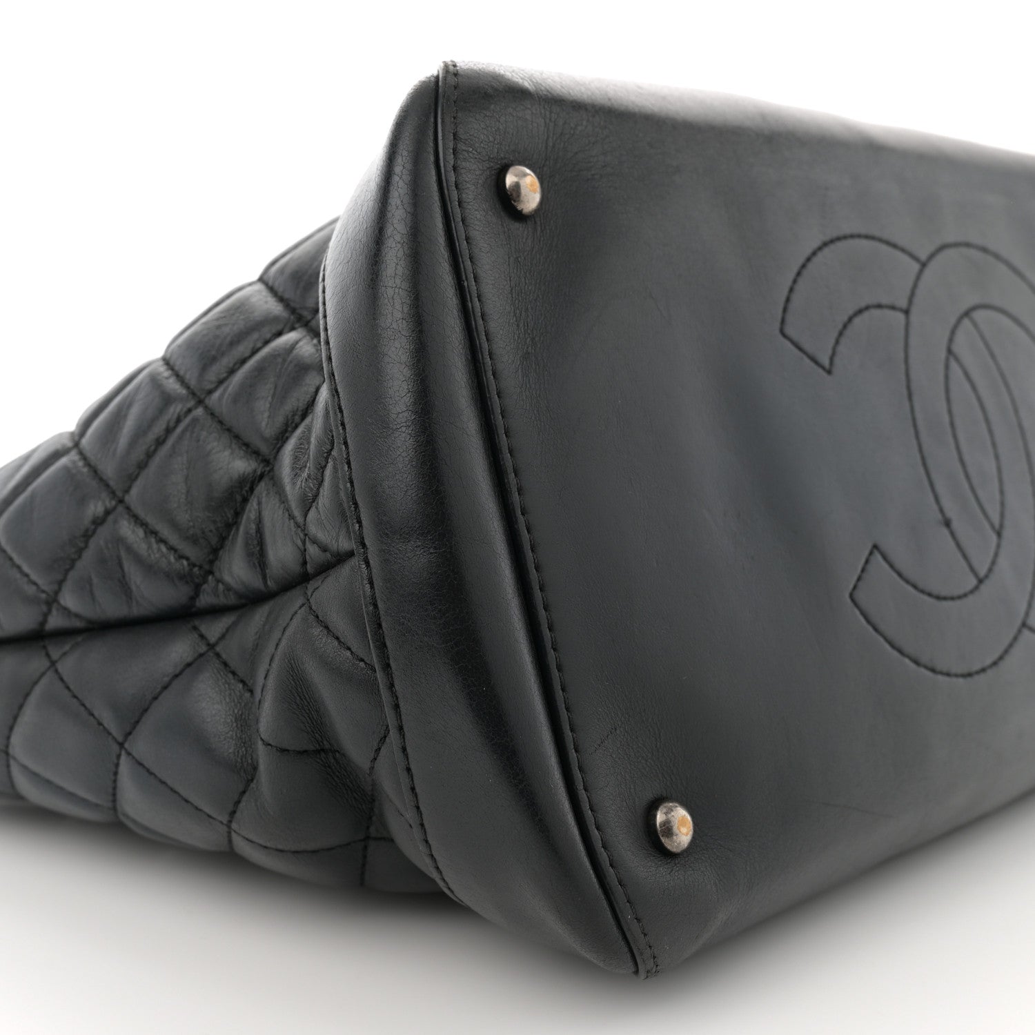 Chanel Calfskin Quilted Large Easy Shopping Tote Black 9 of 19