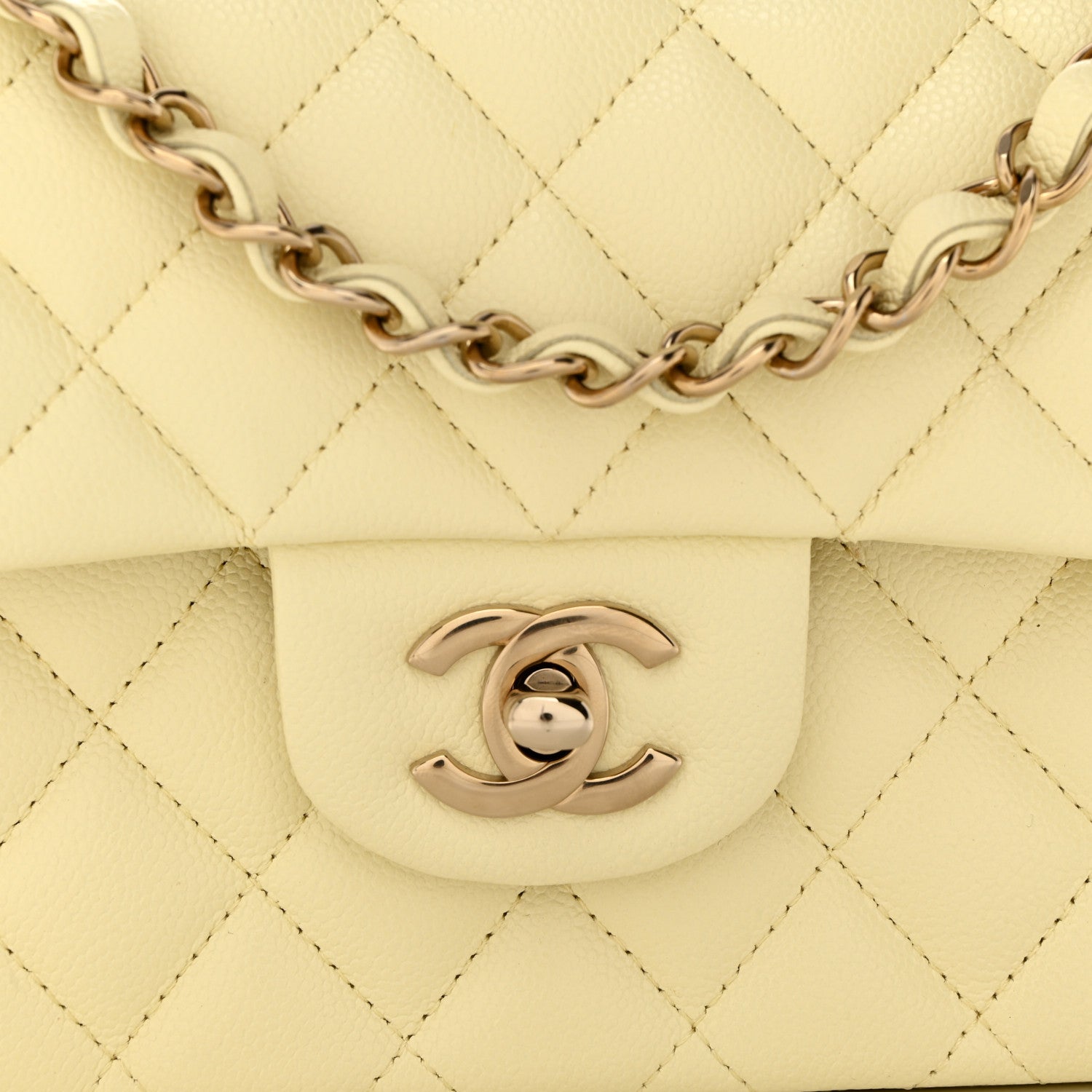 Chanel Caviar Quilted Small Double Flap Light Yellow 8 of 10