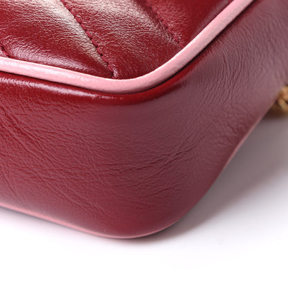 Gucci Azalea Calfskin Enamel Matelasse Diagonal Super Mini Torchon GG Marmont Shoulder Bag New Cherry Red Wild Rose 9 of 10