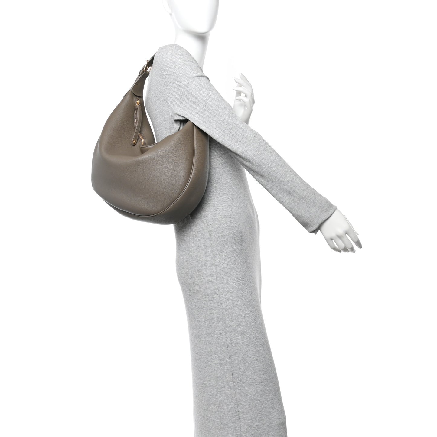Supple Grained Calfskin Large Lulu Shoulder Bag Souris