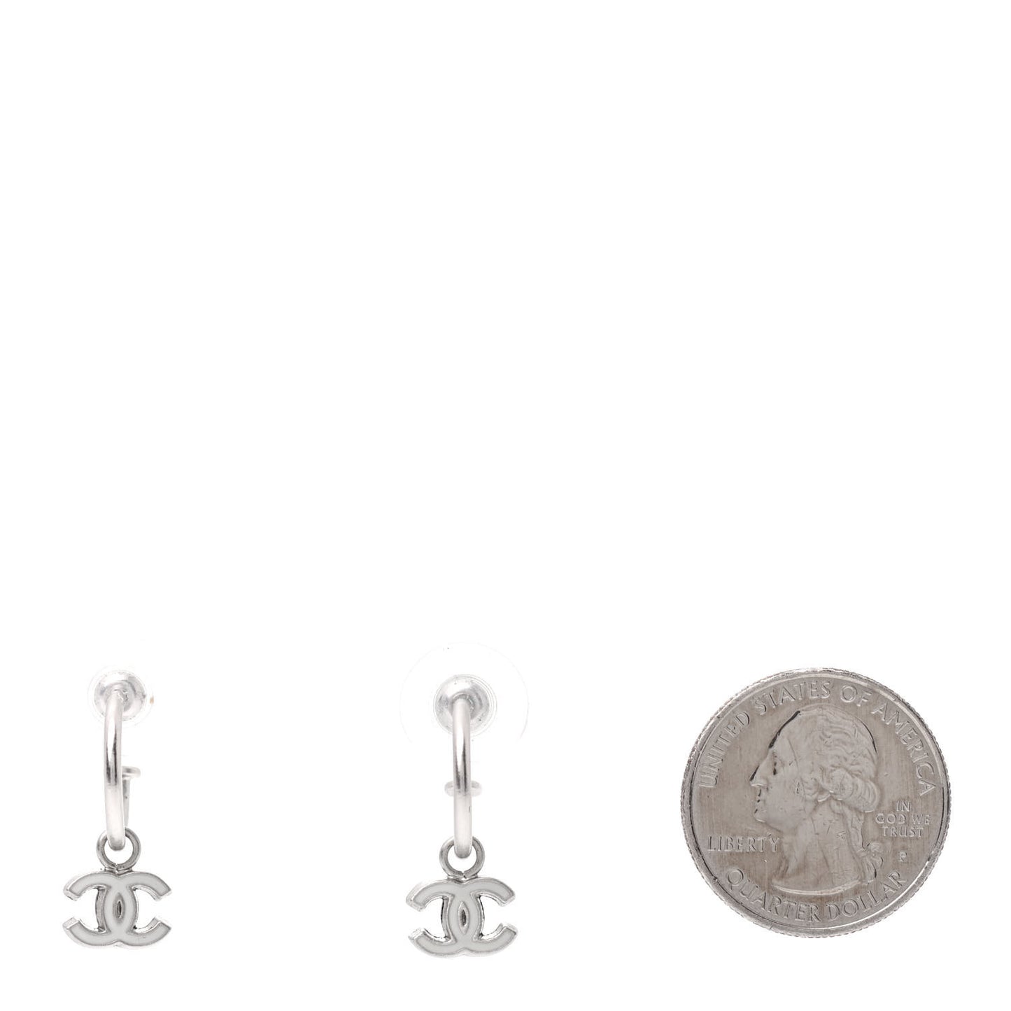 Enamel CC Drop Earrings Silver