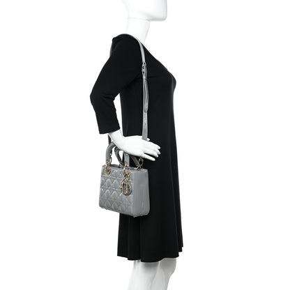 Christian Dior Patent Cannage Small Lady Dior Grey Stone 2 of 9