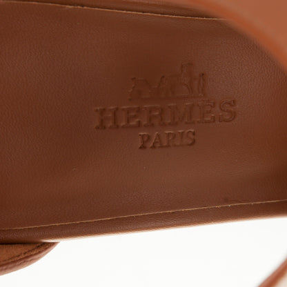 Hermes Calfskin Merryl Wedge Sandals 36 Naturel 7 of 11