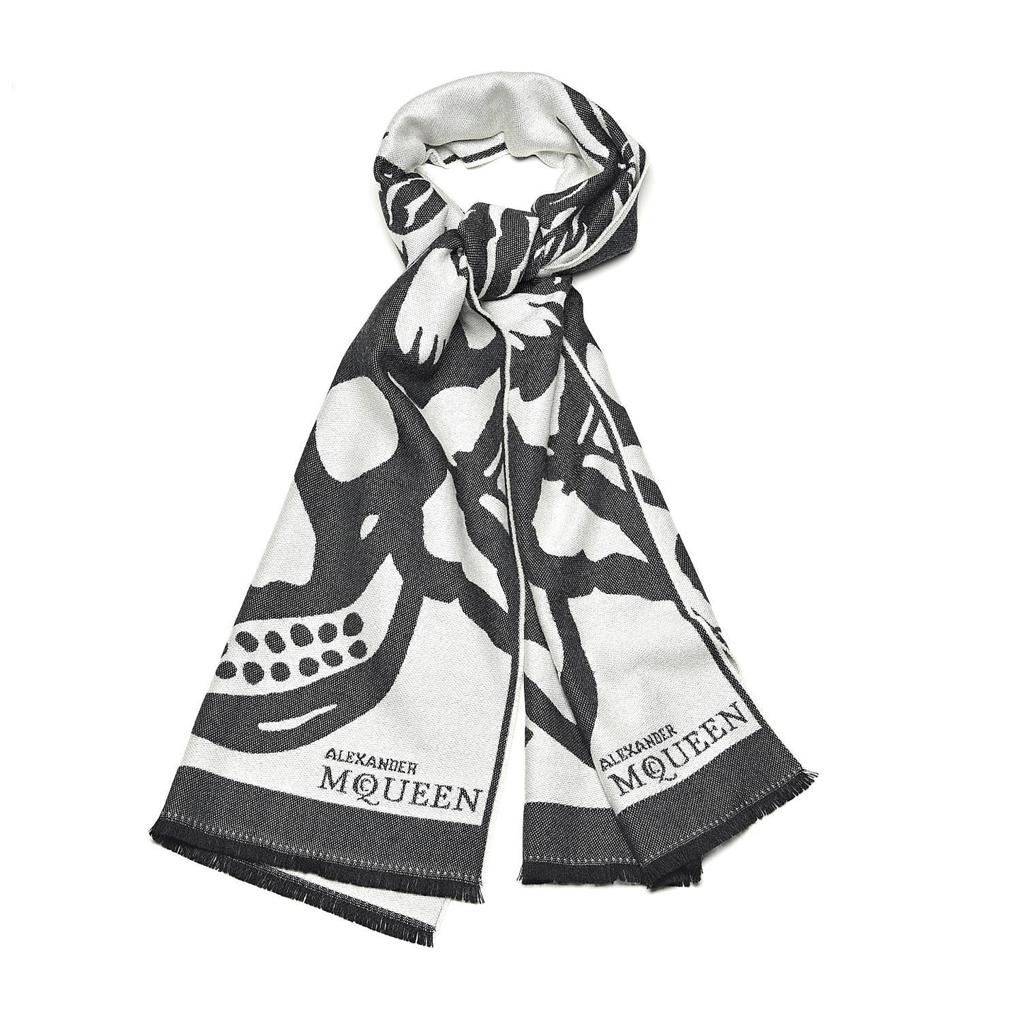 Wool Skull Butterfly Stole Scarf Black
