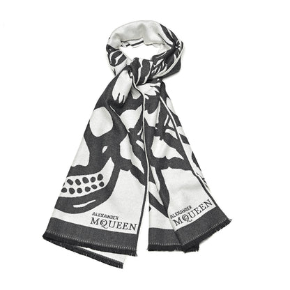 Alexander McQueen Wool Skull Butterfly Stole Scarf Black 1 of 5