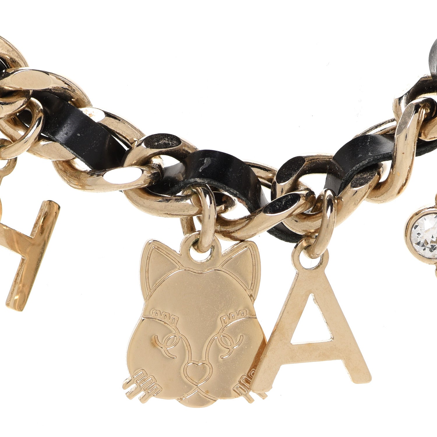 Chanel Lambskin Crystal CC Logo Charming Choker Gold Black 4 of 7