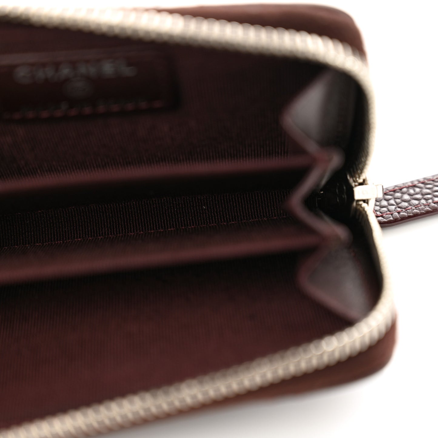 Caviar Quilted Zip Coin Purse Burgundy