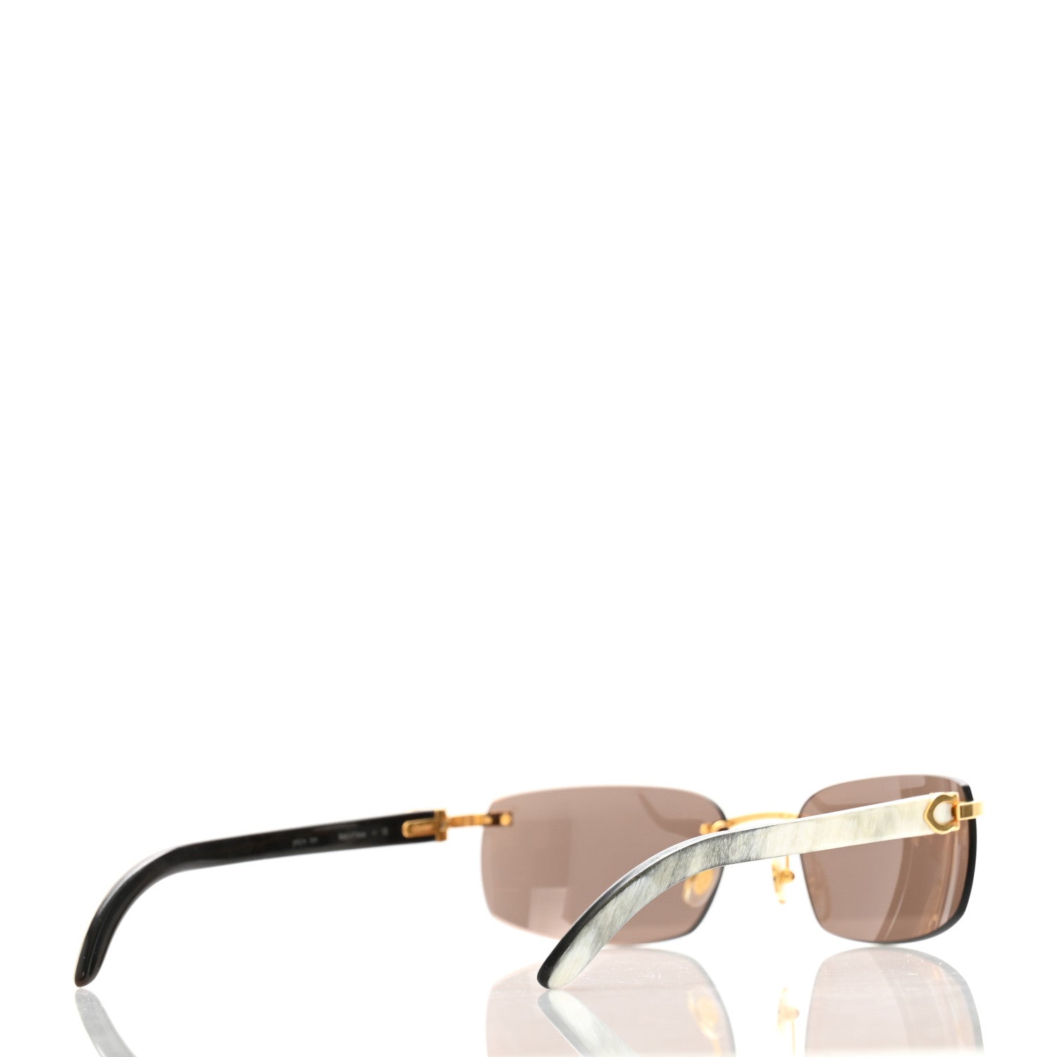 Cartier Metal Buffalo Horn Square Sunglasses Gold 4 of 8