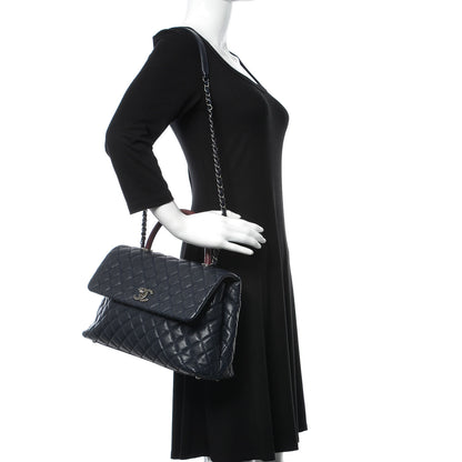 Chanel Caviar Lizard Quilted Medium Coco Handle Flap Navy 2 of 13
