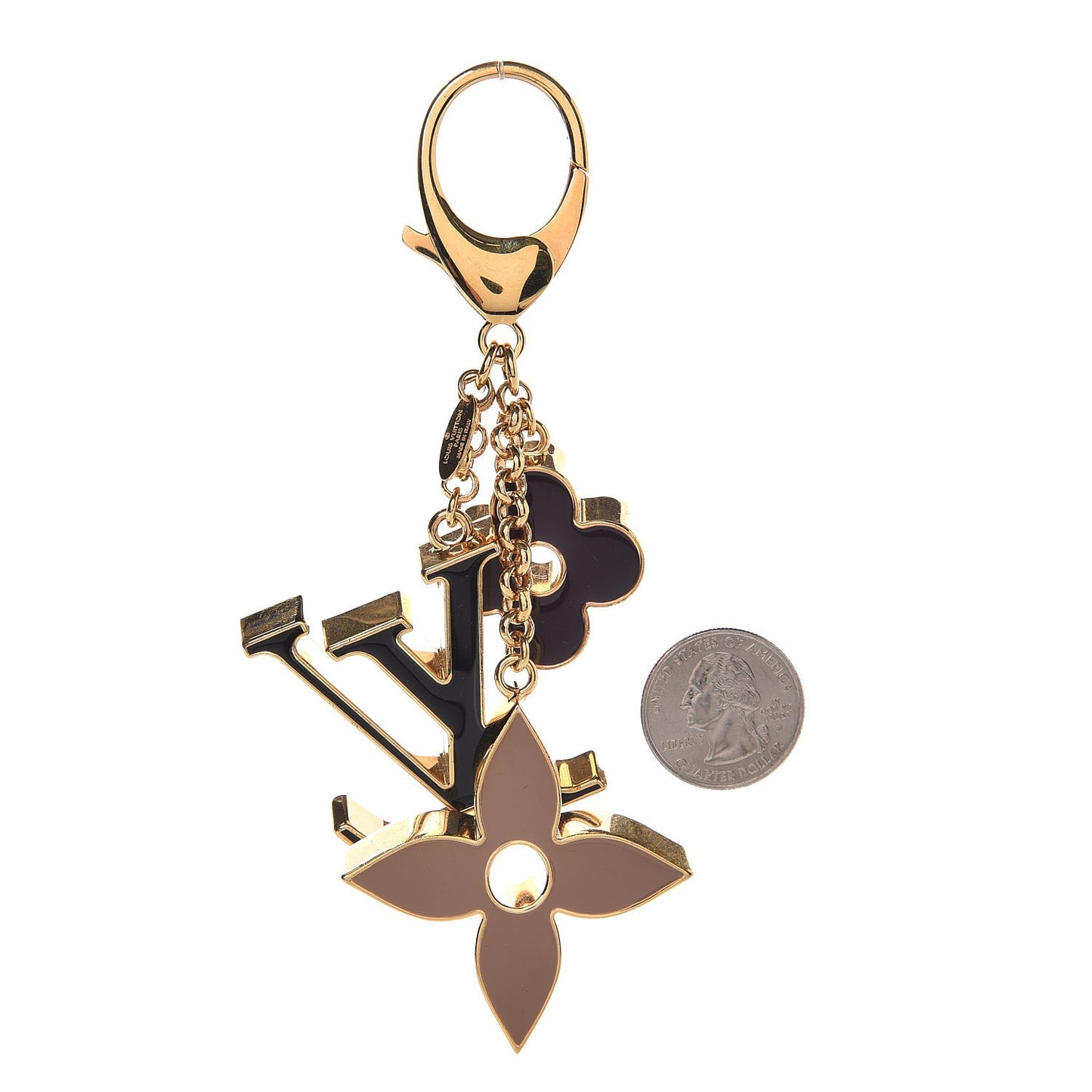 Fleur De Monogram Bag Charm Dore
