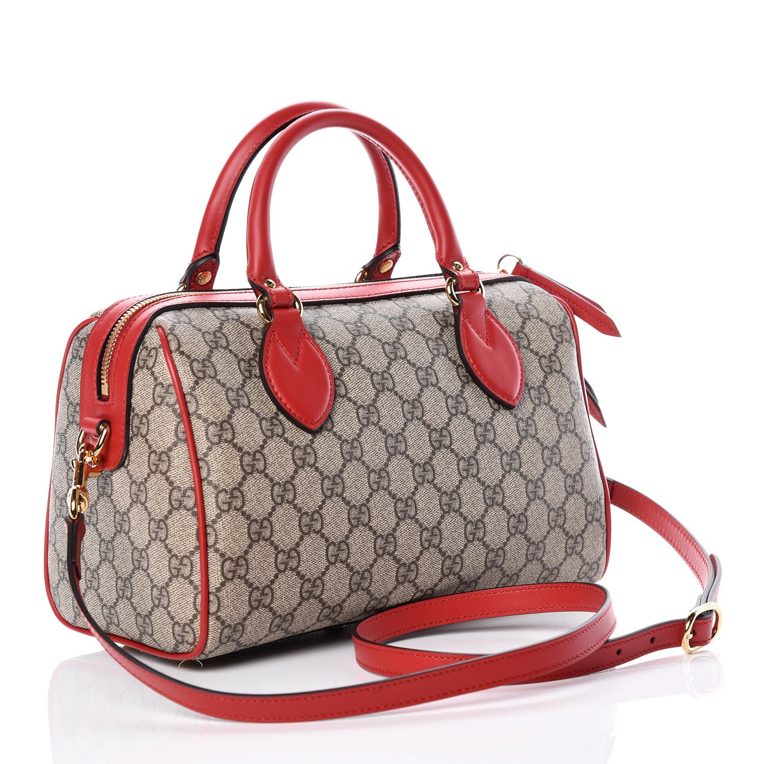 Gucci GG Supreme Monogram Kingsnake Heart Embroidered Small Boston Red 3 of 11