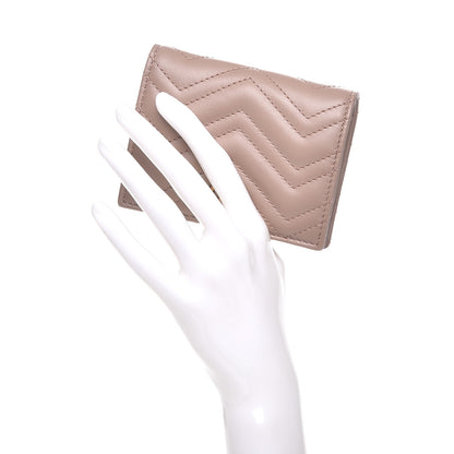 Gucci Calfskin Matelasse GG Marmont Card Case Porcelain Rose 2 of 8