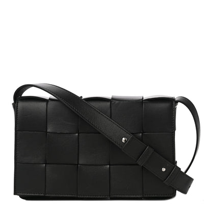 Bottega Veneta Lambskin Maxi Intrecciato Cassette Crossbody Bag Black 1 of 12