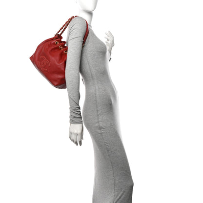 Chanel Grained Calfskin CC Drawstring Bucket Bag Red 2 of 12