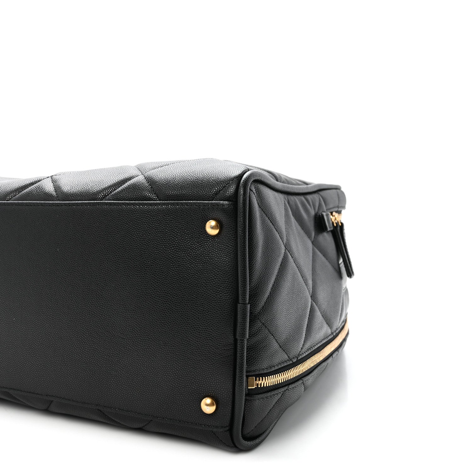 Chanel Shiny Grained Calfskin Quilted Large Travel Bowling Bag Black 10 of 10