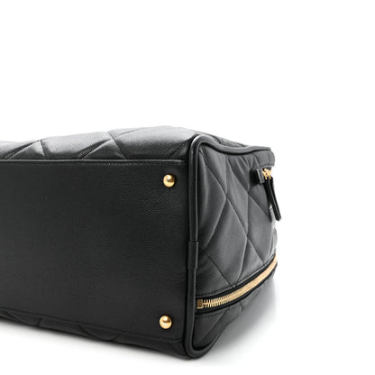Chanel Shiny Grained Calfskin Quilted Large Travel Bowling Bag Black 10 of 10