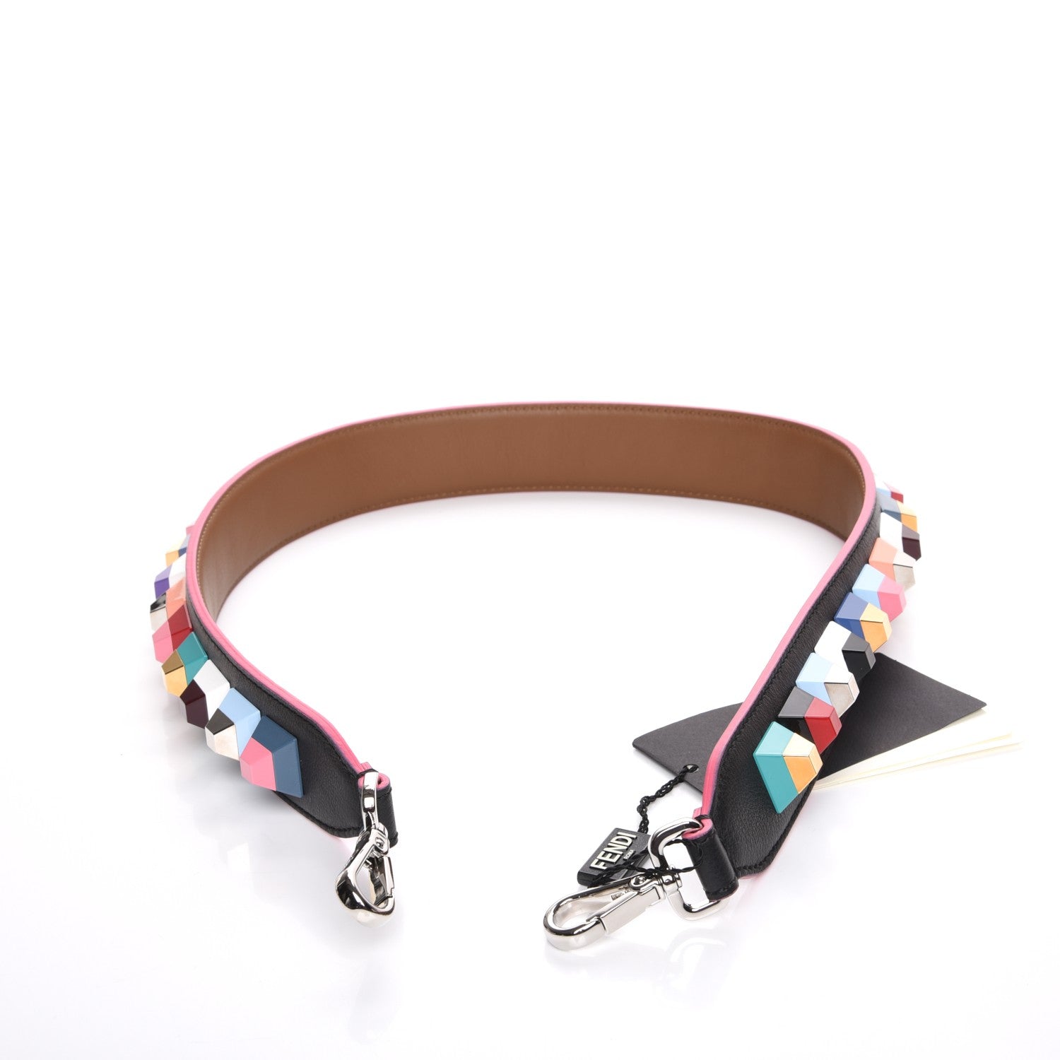 Fendi Vitello Dolce Plexiglass Bi-Color Studded Strap You Black Brownie Multicolor 2 of 3