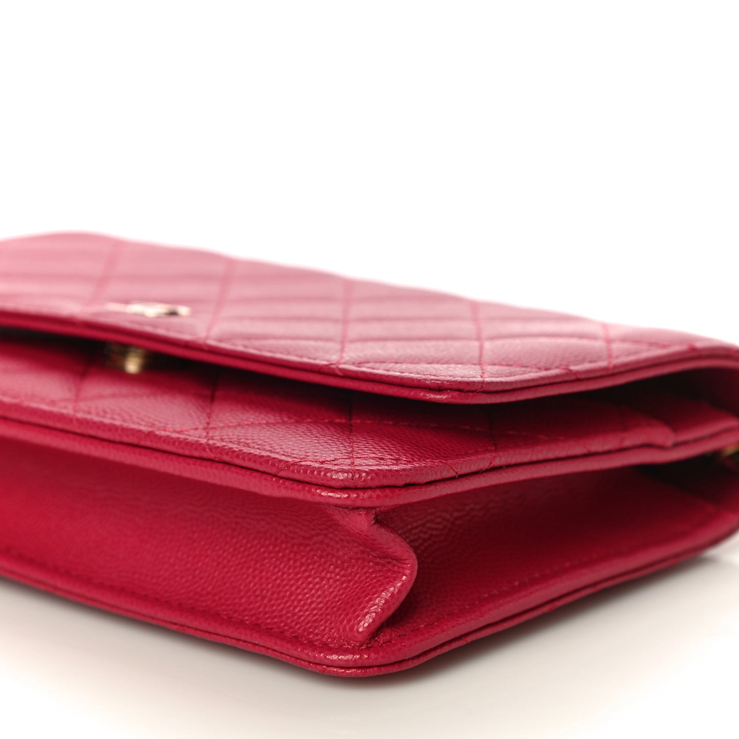 Caviar Quilted Wallet On Chain WOC Dark Pink