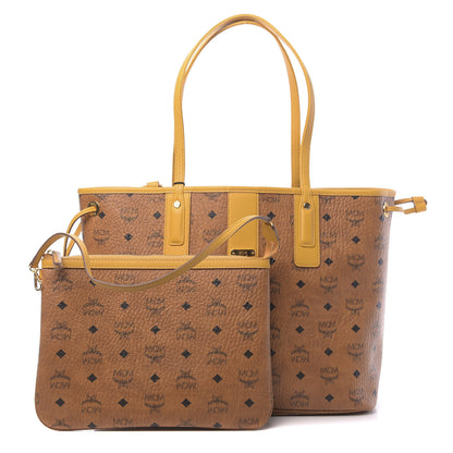 MCM Visetos Medium Liz Reversible Shopper Tote Cognac Yellow 1 of 16