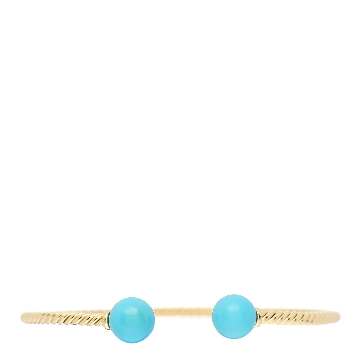 18K Yellow Gold Turquoise 8.5mm Solari Bead Bracelet