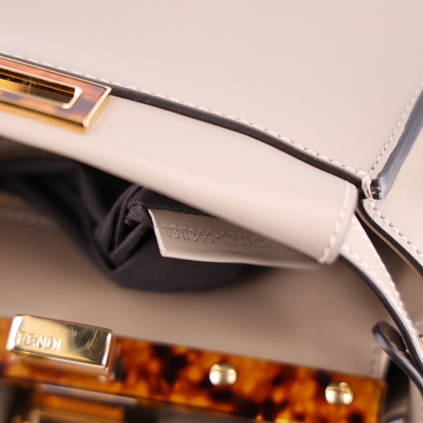 Vitello Seta Shiny Nappa Plexiglass Tortoise Mini Peekaboo Iconic Satchel Tortora