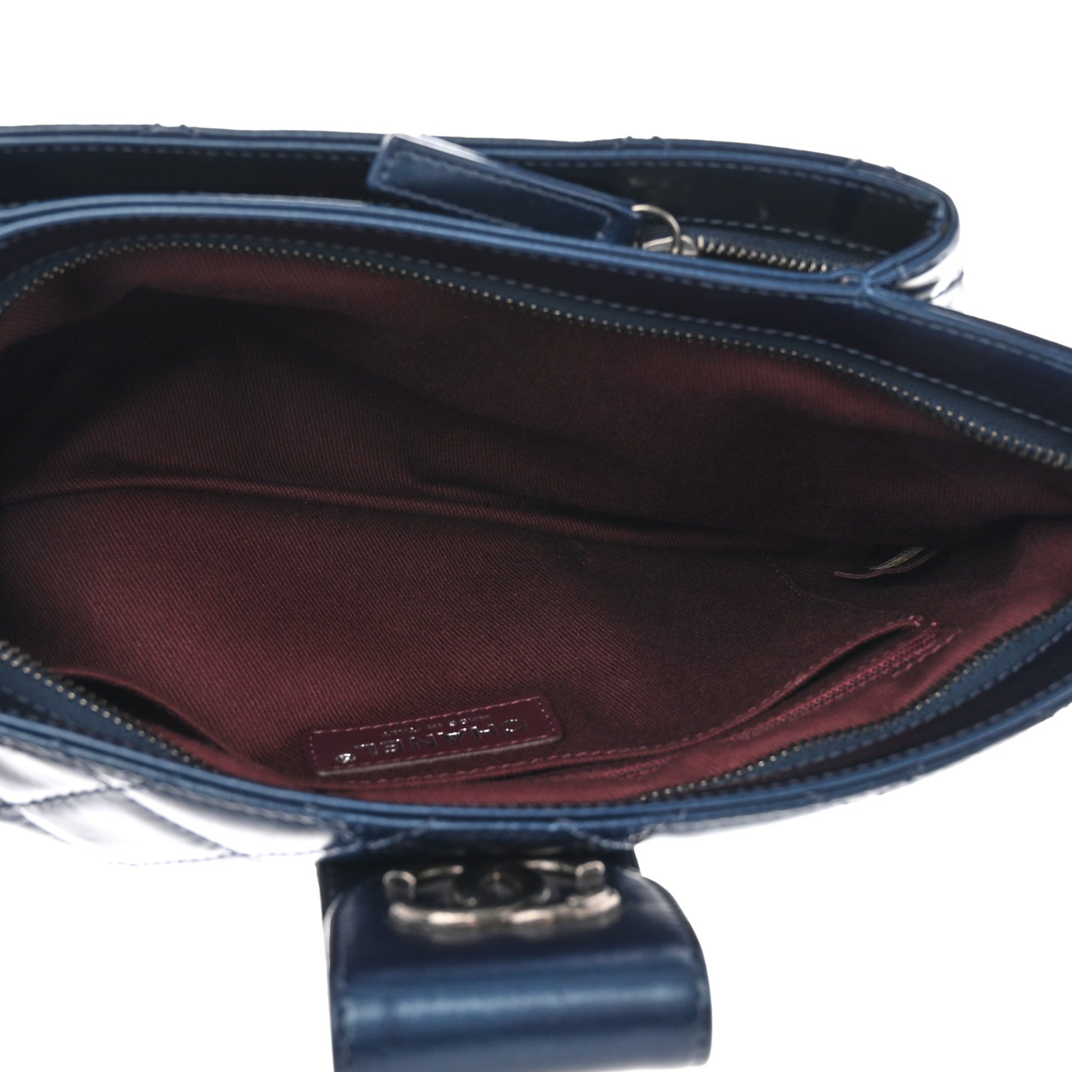 Chanel Glazed Calfskin Quilted Coco Pleats Clutch Navy 5 of 16