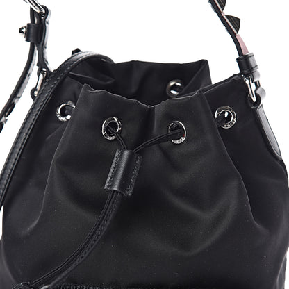 Prada Tessuto Nylon Studded New Vela Mini Bucket Crossbody Bag Black Fuoco 8 of 10