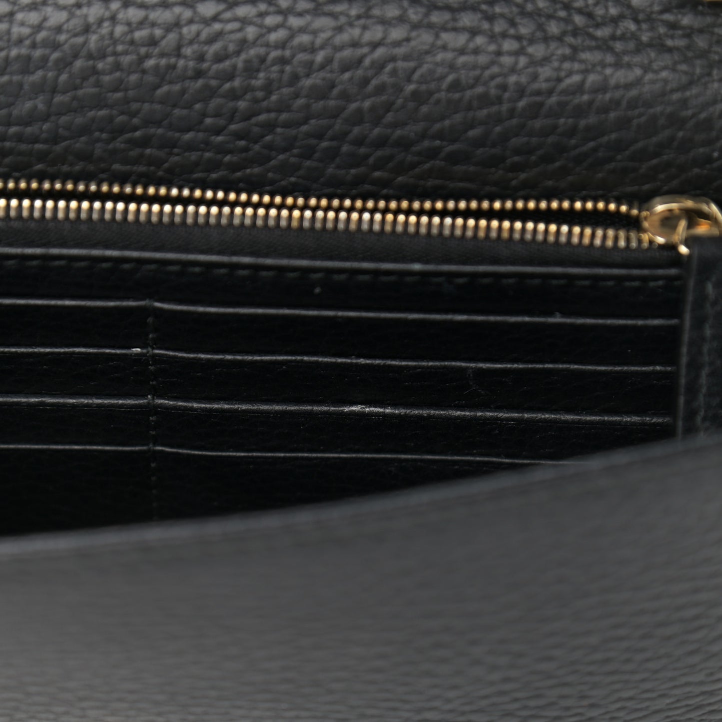 Dollar Calfskin Interlocking G Chain Wallet Black