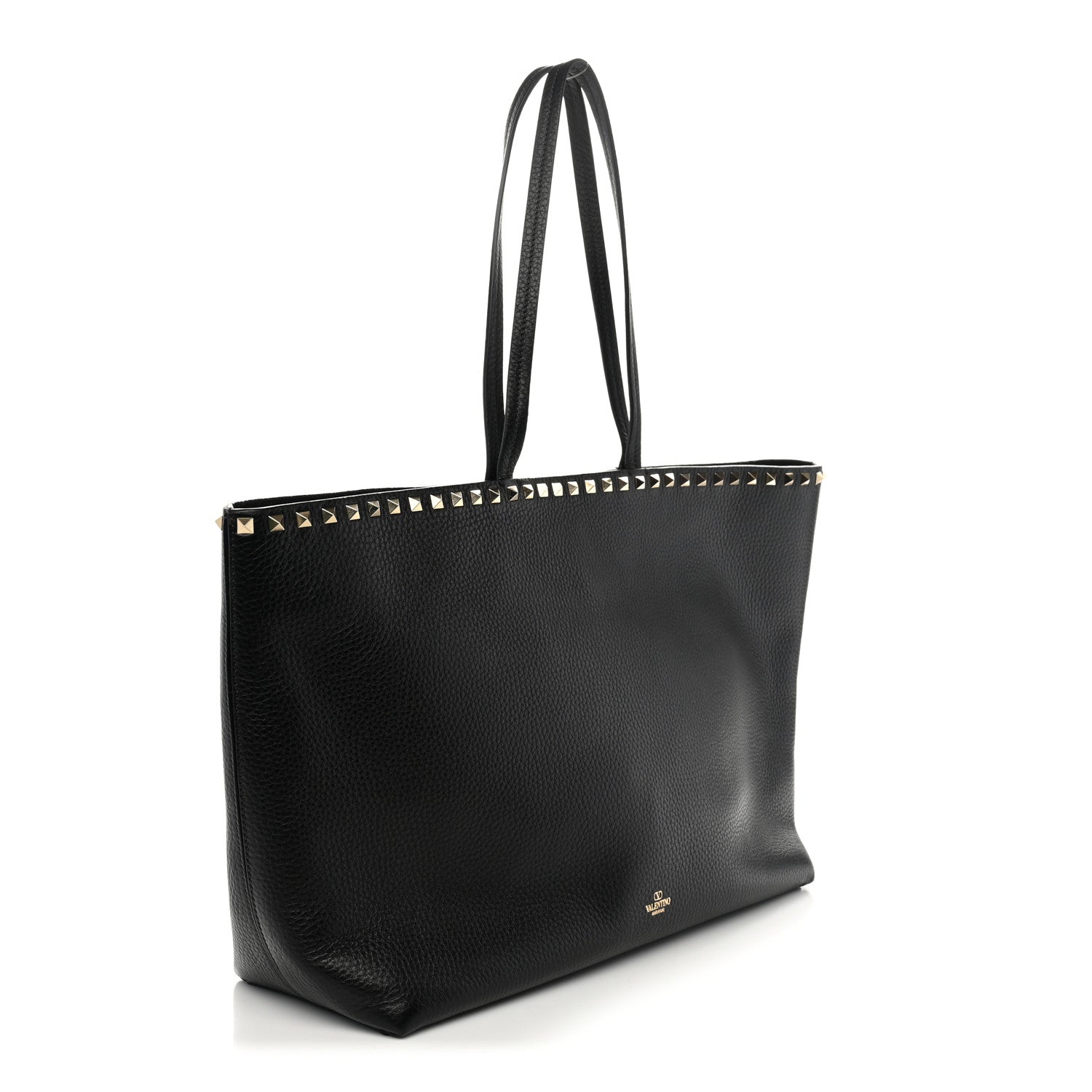 Valentino Garavani Grained Calfskin Rockstud Shoulder Tote Black 3 of 10