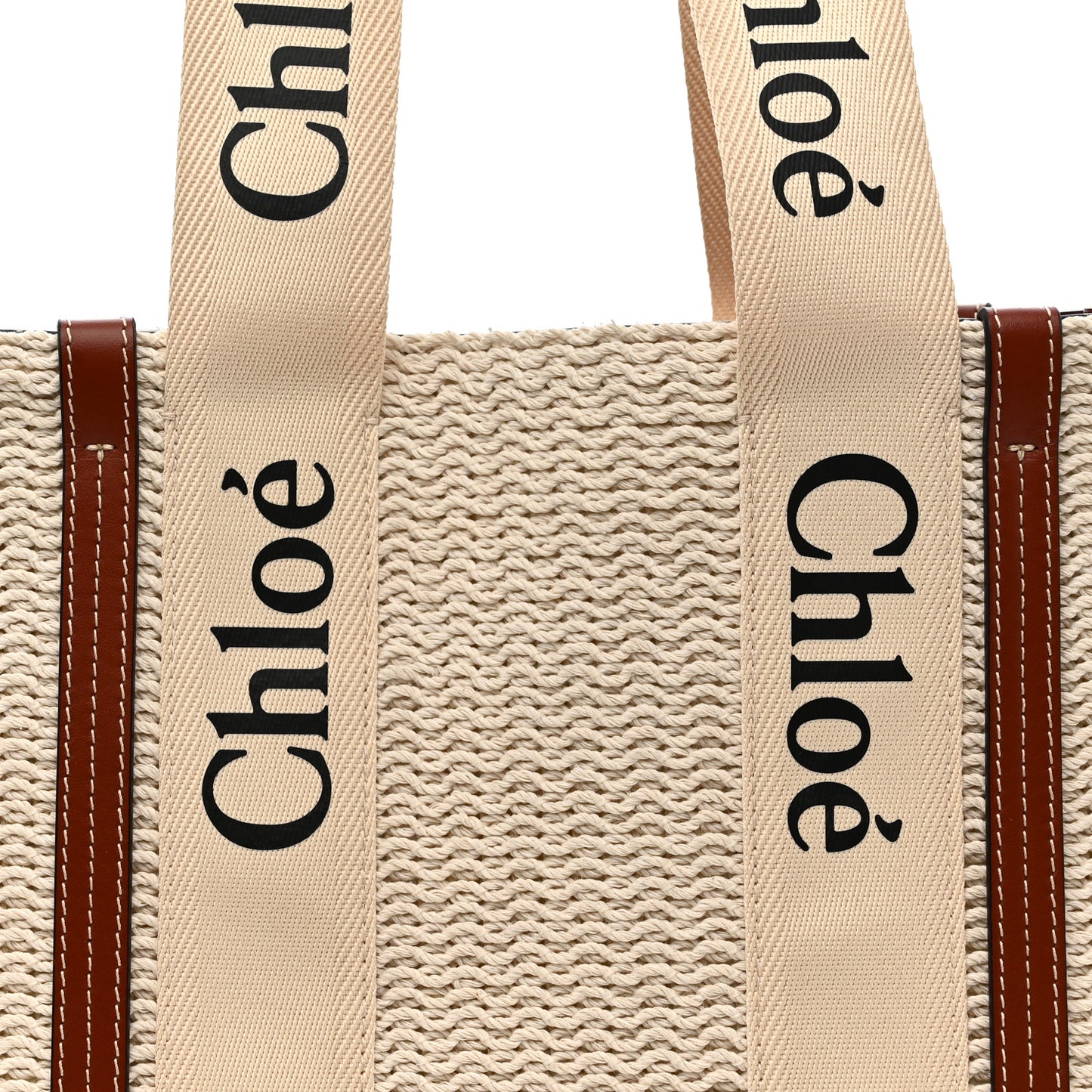 Cotton Calfskin Medium Woody Ribbon Fringe Tote Sepia Brown