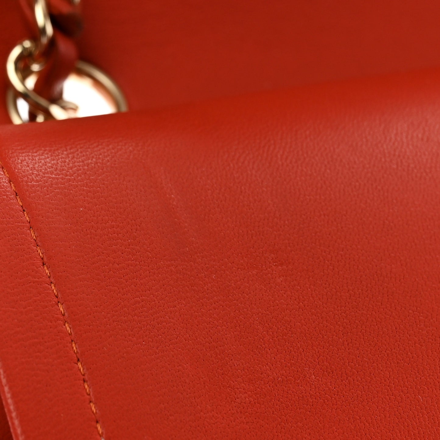 Lambskin Quilted Medium Double Flap Orange