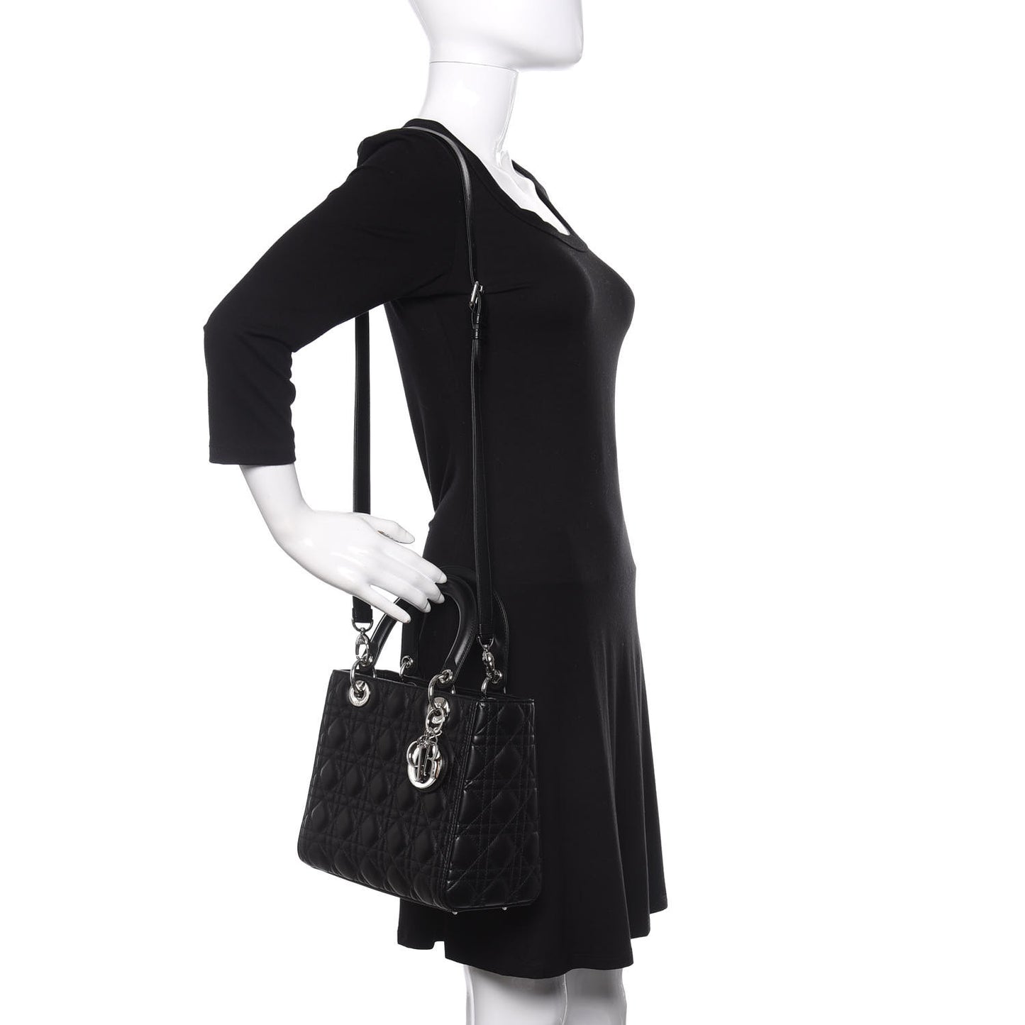 Lambskin Cannage Medium Lady Dior Black