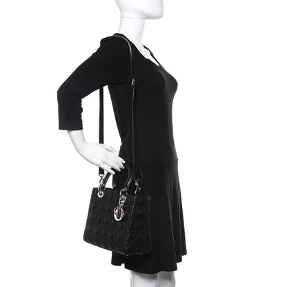 Christian Dior Lambskin Cannage Medium Lady Dior Black 2 of 10