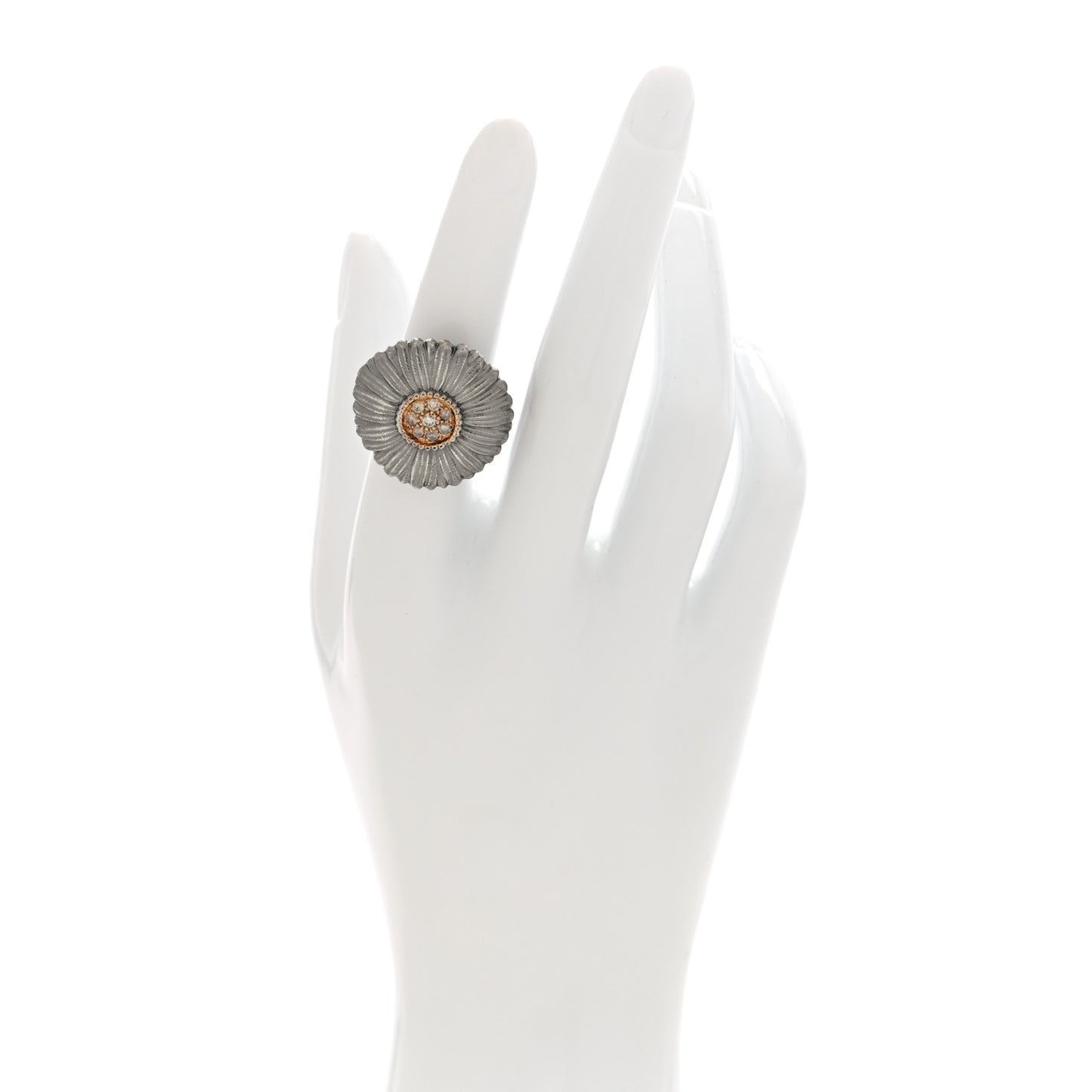 Sterling Silver Gold Vermeil Cognac Diamond Blossoms Daisy Ring  52 6
