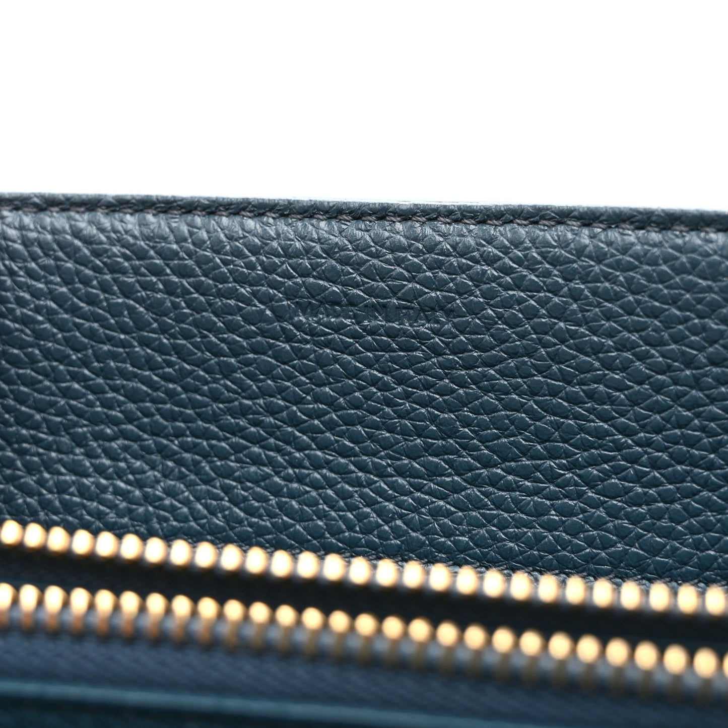 Grained Calfskin Small 16 Top Handle Bag Petrol
