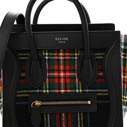 Celine Tartan Calfskin Nano Luggage Red Blue 8 of 11