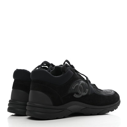 Chanel Nylon Calfskin Suede CC Sneakers 40 Black 4 of 8