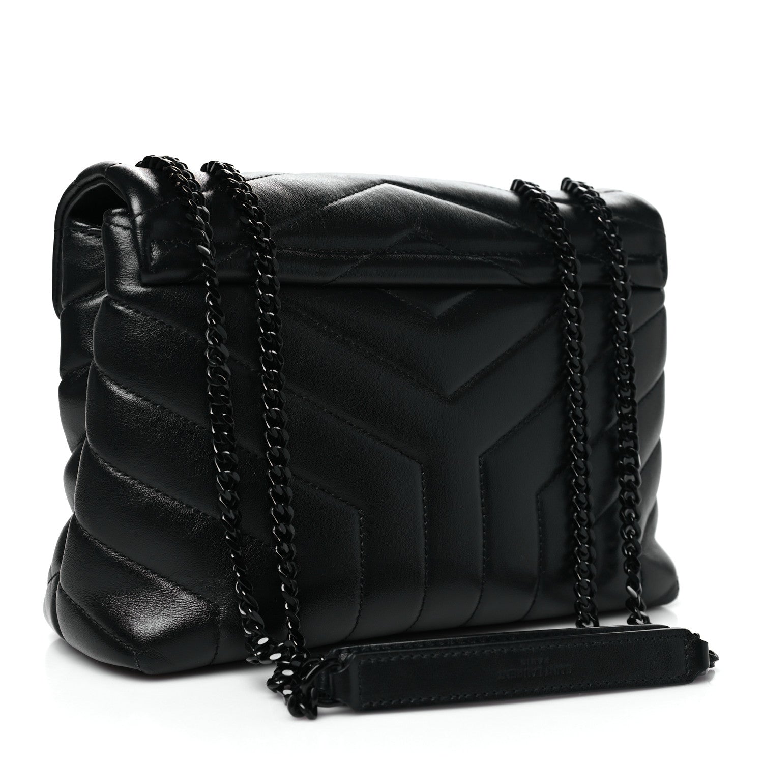 Saint Laurent Calfskin Y Quilted Monogram Monochrome Small Loulou Chain Satchel Black 3 of 10