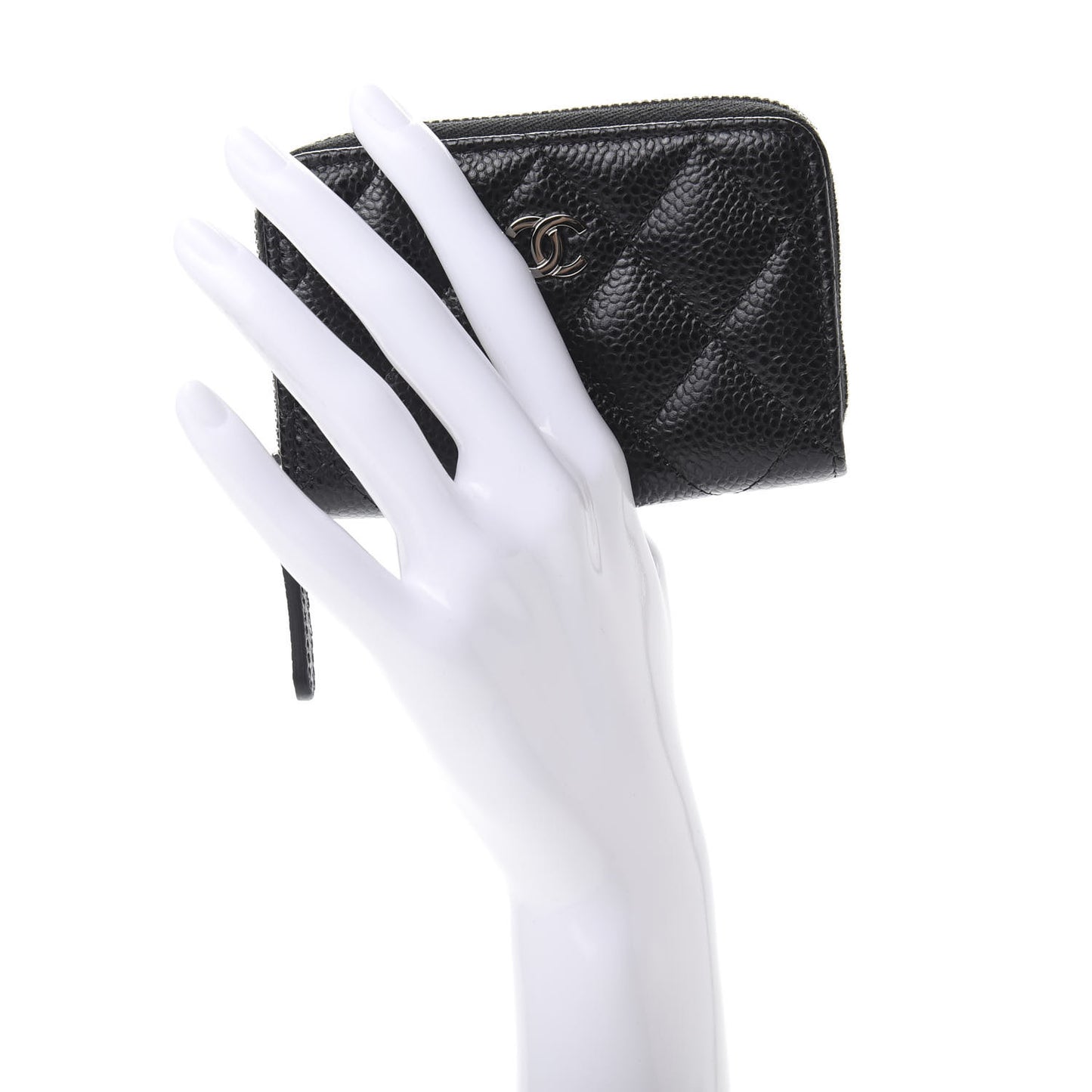 Caviar Quilted Zip Coin Purse Black