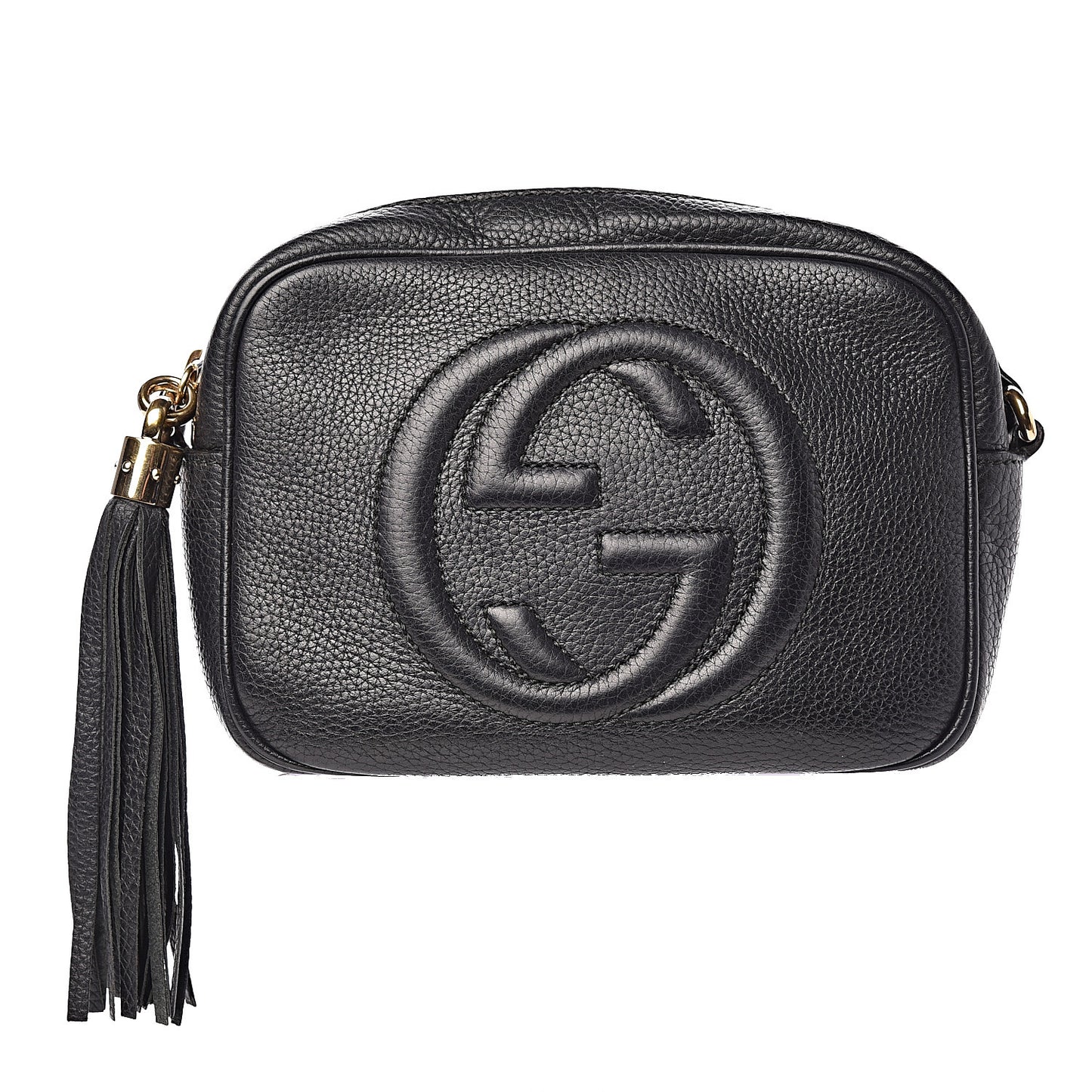 Pebbled Calfskin Small Soho Disco Bag Black