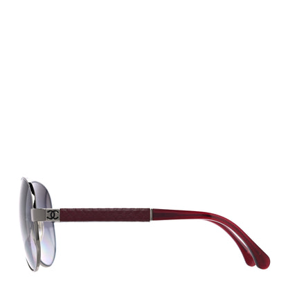 Chanel Lambskin Quilted CC Aviator Sunglasses 4195-Q Burgundy 2 of 7