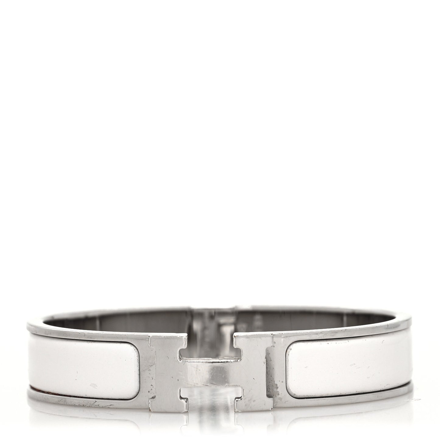 Enamel Narrow Clic Clac H Bracelet PM White