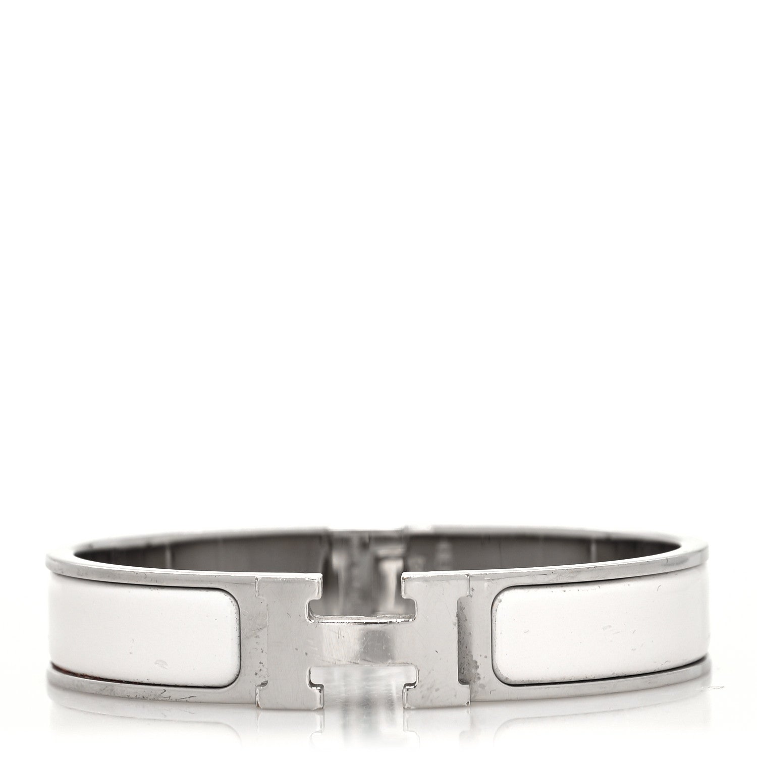 Hermes Enamel Narrow Clic Clac H Bracelet PM White 1 of 5