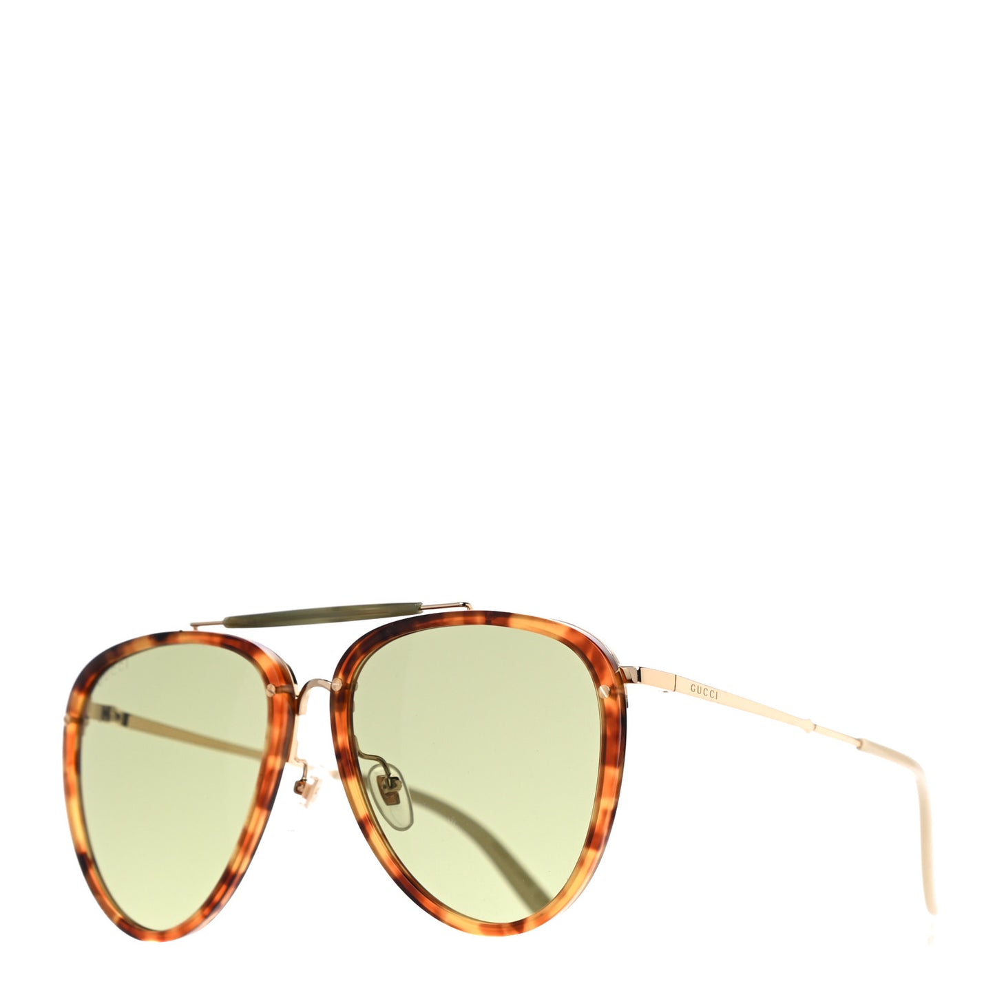 Aviator Sunglasses GG0672S Havana Gold Green