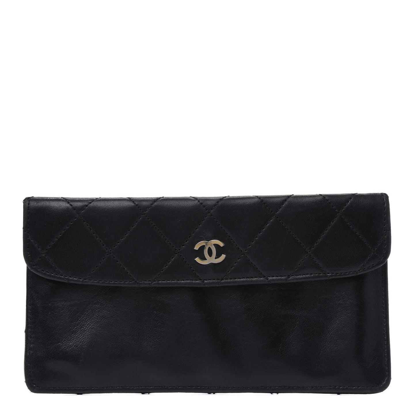 Lambskin Quilted Flap Wallet Black