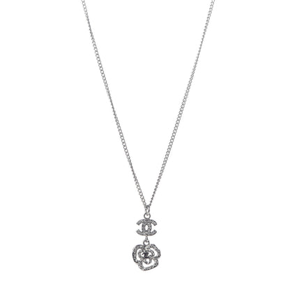 Chanel Crystal CC Camellia Necklace Silver 1 of 6