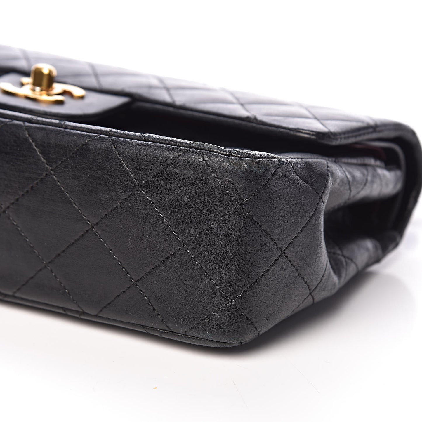 Lambskin Quilted Small Double Flap Black