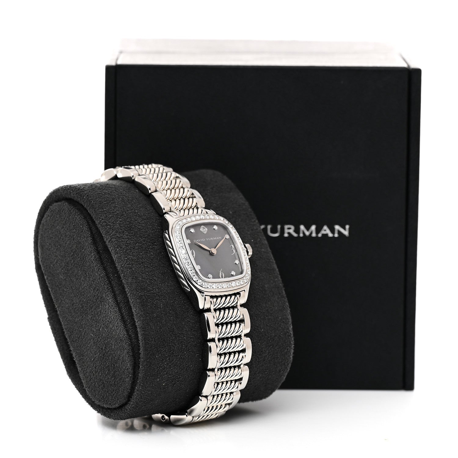 David Yurman Stainless Steel Diamond Bezel Blue Mother of Pearl 25mm Thoroughbred Quartz Watch 5 of 5