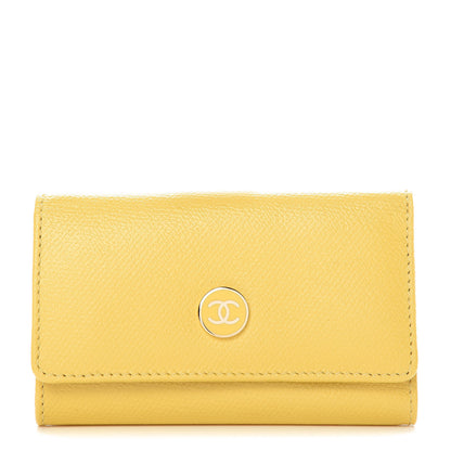 Chanel Grained Calfskin CC Button 6 Key Holder Yellow 1 of 10