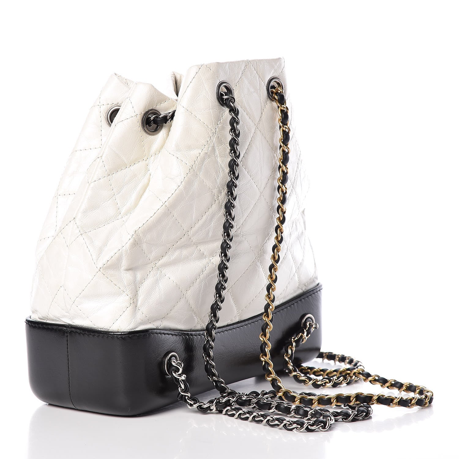 Chanel Aged Calfskin Quilted Small Gabrielle Backpack Black White 3 of 10